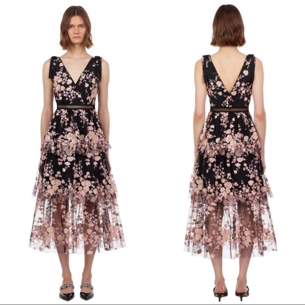 NWT self-portrait sleeveless midnight floral dress - Picture 1 of 6